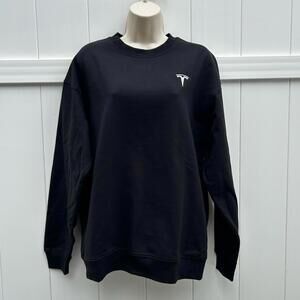TESLA Black Crewneck Embroidered Logo Sweatshirt | Men’s Size Medium